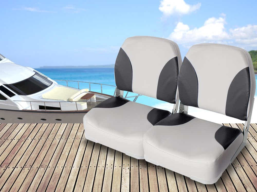 Premium Foldable Marine Boat Seats – Grey (Set of 2)
