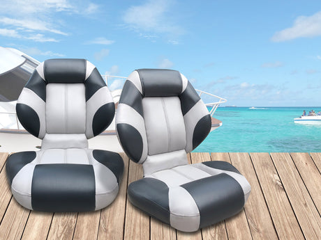 Boat Seat X2 White and Grey