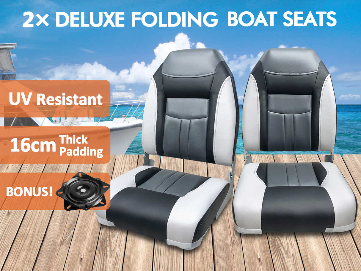 High-Back Boat Seat – Grey (Set of 2)