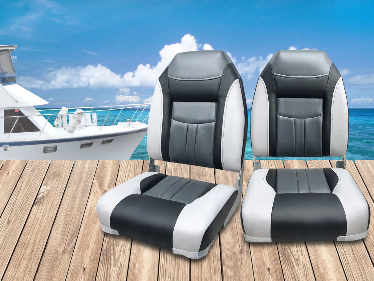High-Back Boat Seat – Grey (Set of 2)