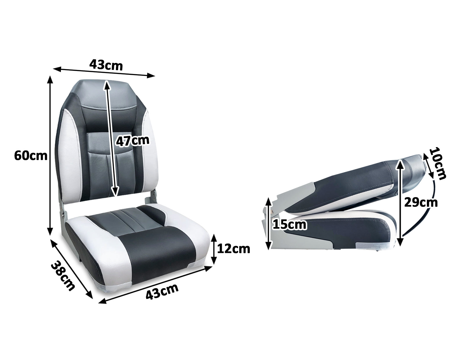 Boat Seat X2 Grey/Black