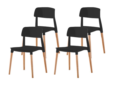 1.6M Dining Table Black + Dining Chair PPW Black X 4