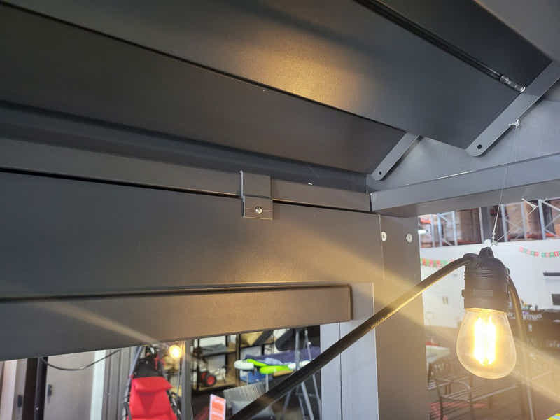 Pergola Blind with White Frame & Grey Screen - 3m x 4m