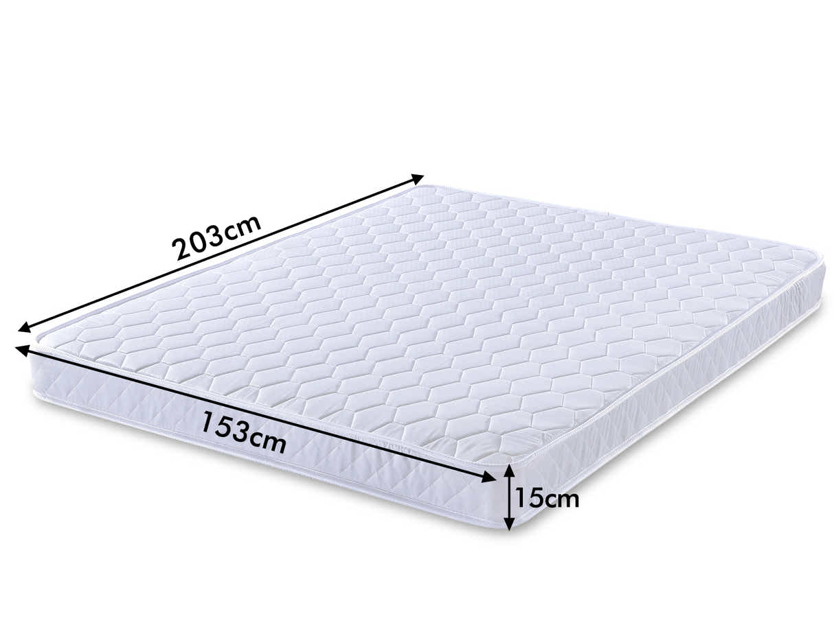Sovo Oak Bed & Bonnell Mattress Combo - Queen
