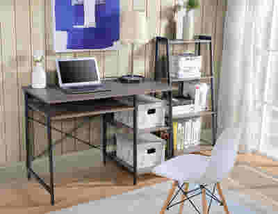 Metal Frame Desk and Bookcase Set