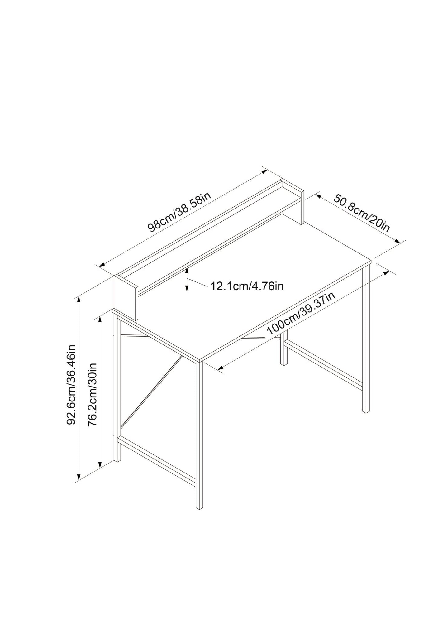 Metal Desk with Shelf Walnut