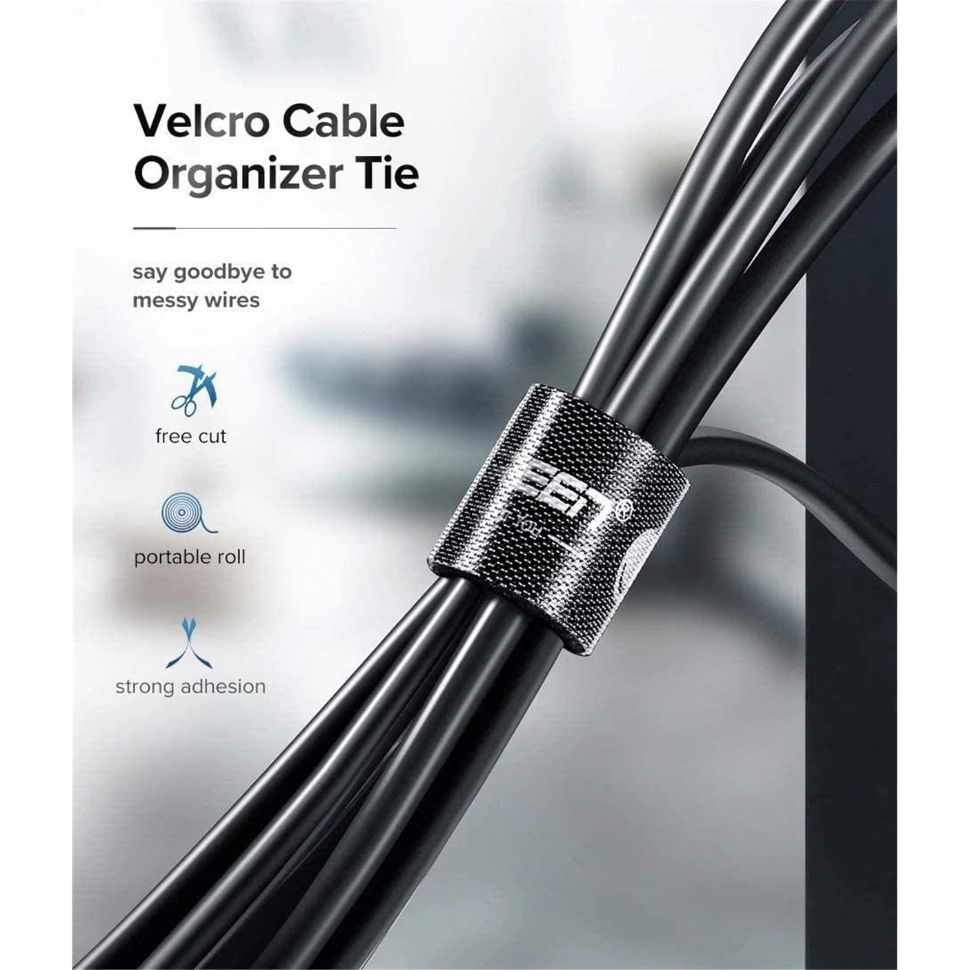 DS PB UGREEN Velcro Straps Cable Organizer 5m (Black)