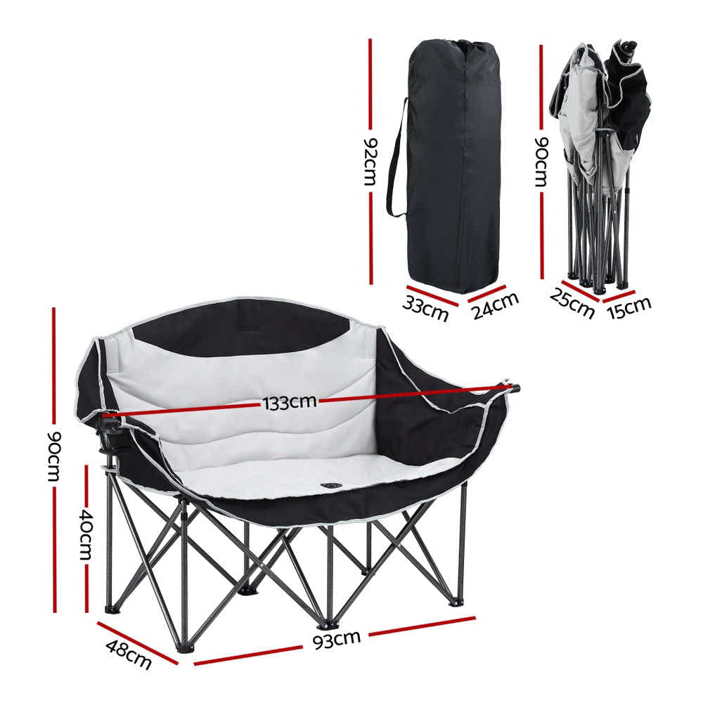 DS NA Weisshorn Camping Chair Double Folding Moon Chair Portable Seat 240KG