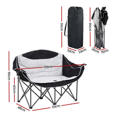 DS NA Weisshorn Camping Chair Double Folding Moon Chair Portable Seat 240KG