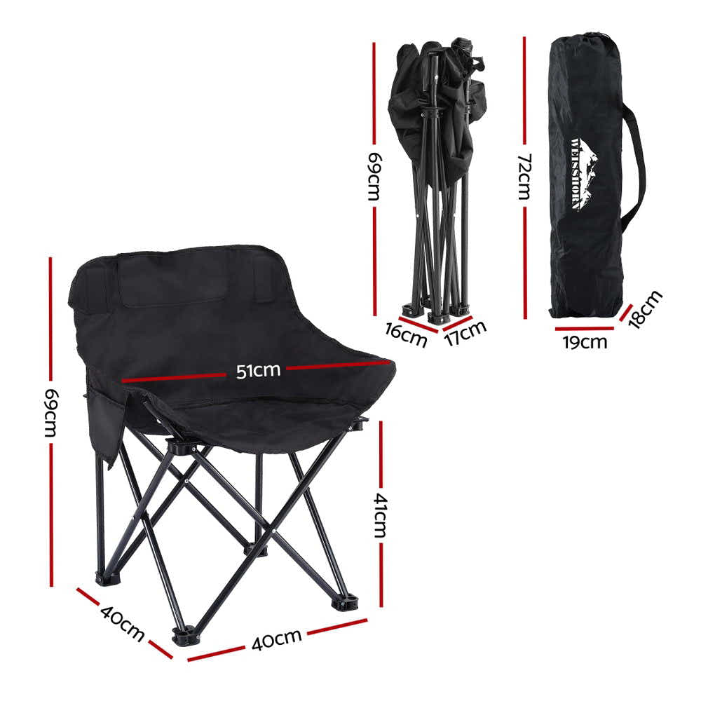 DS NA Weisshorn Folding Camping Chair Portable Seat Weight Capacity 120KG Black