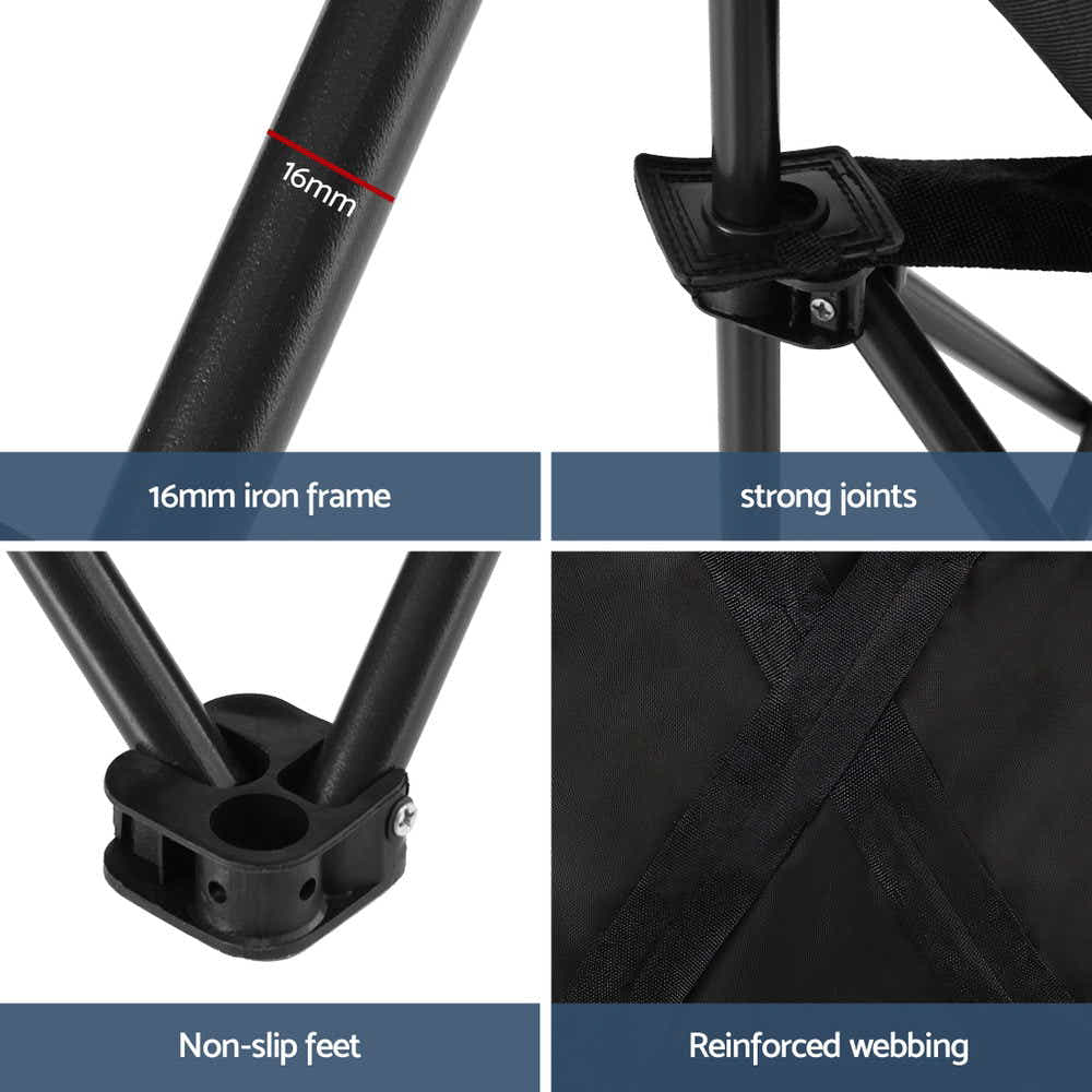 DS NA Weisshorn Folding Camping Chair Portable Seat Weight Capacity 120KG Black