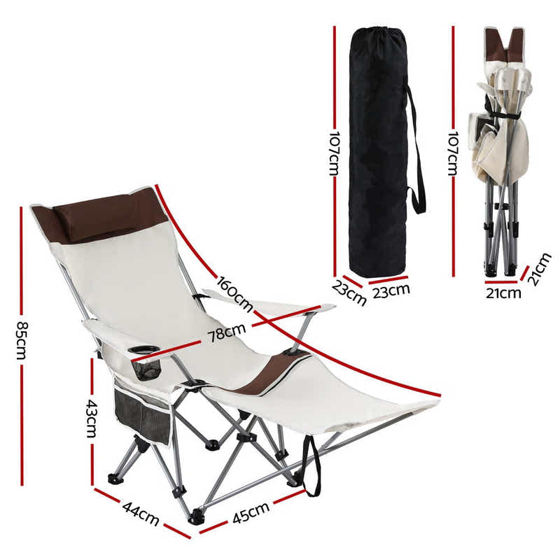 Camping Chair Reclining Adjustable Portable Outdoor Folding Lightweigh