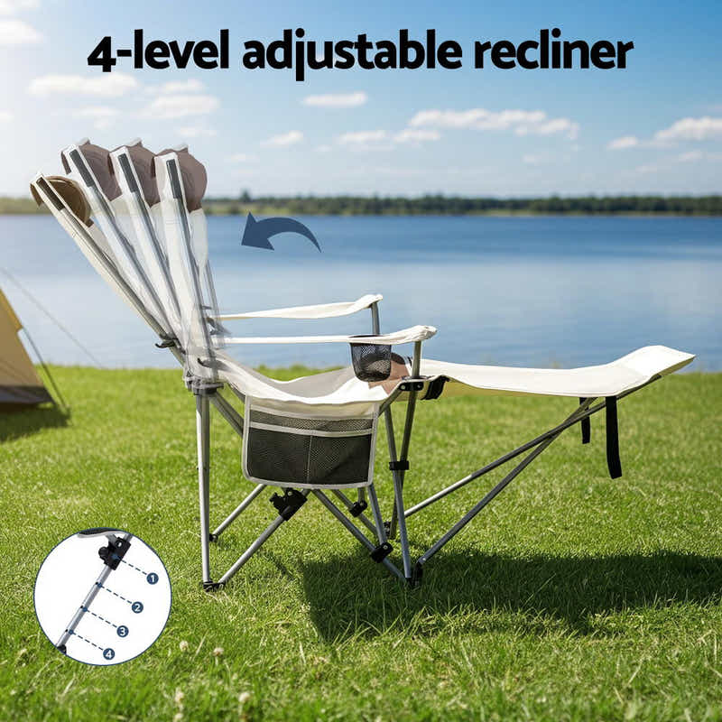 Camping Chair Reclining Adjustable Portable Outdoor Folding Lightweigh