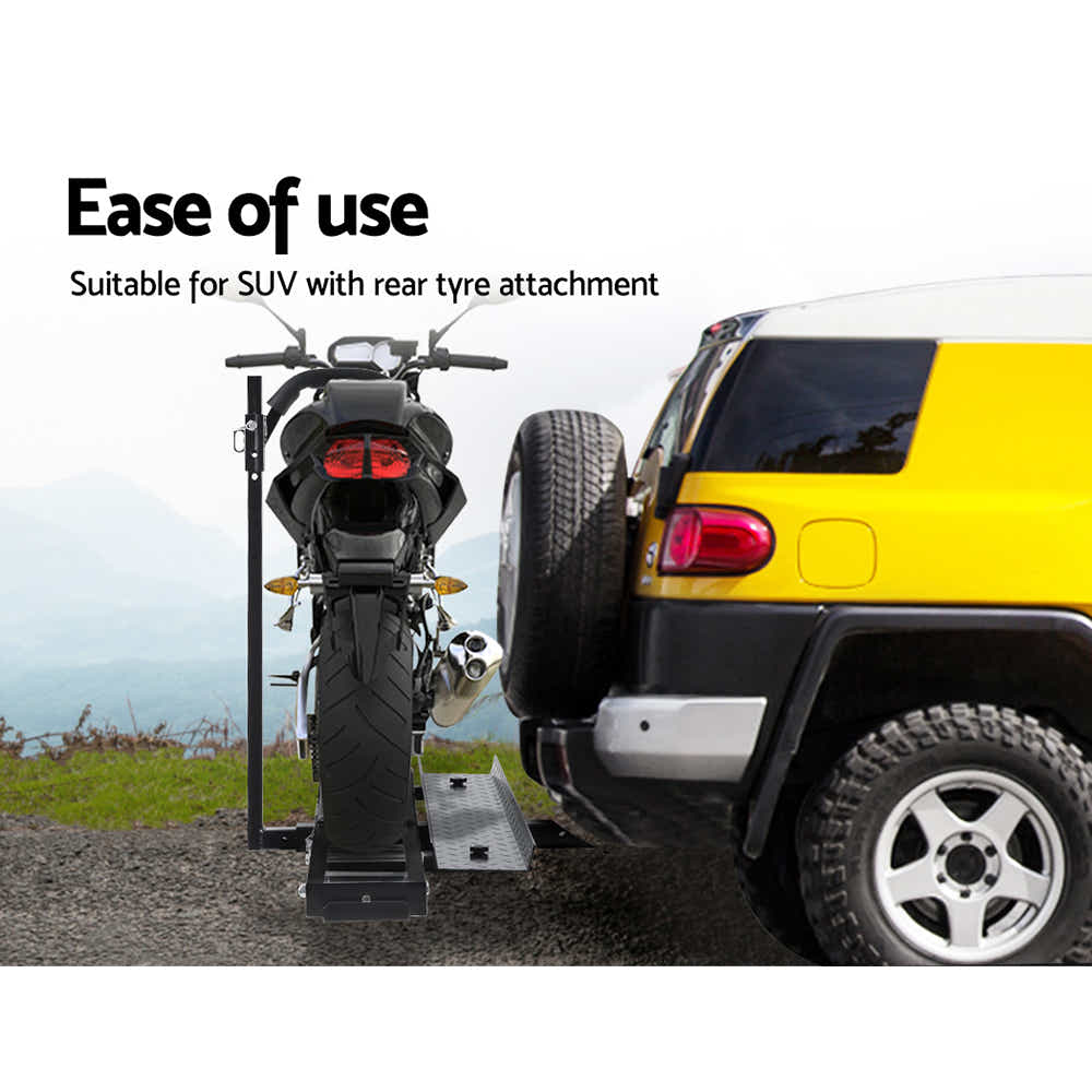 Giantz Motorcycle Motorbike Carrier Rack Ramp 2"Towbar Adjustable Height Black