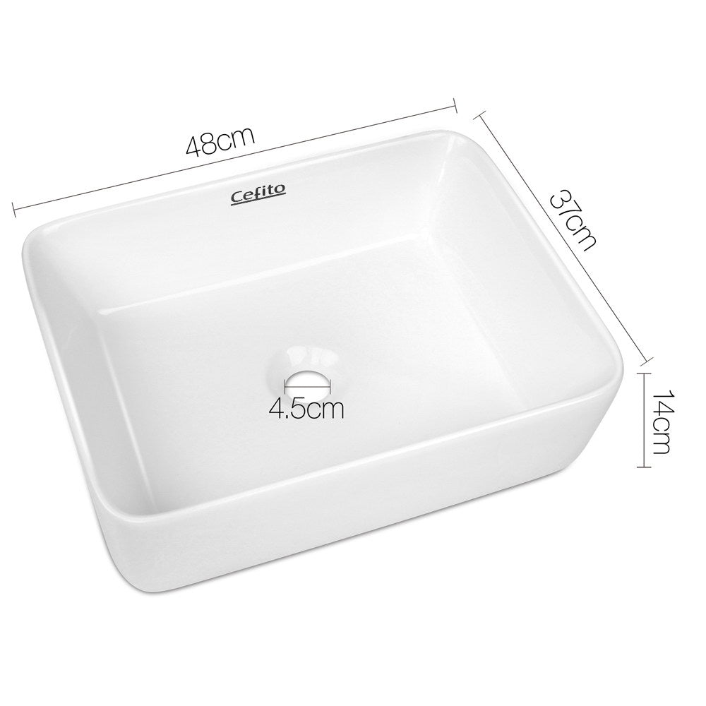 DS NA Cefito Bathroom Basin Ceramic Vanity Sink Hand Wash Bowl 48x37cm White