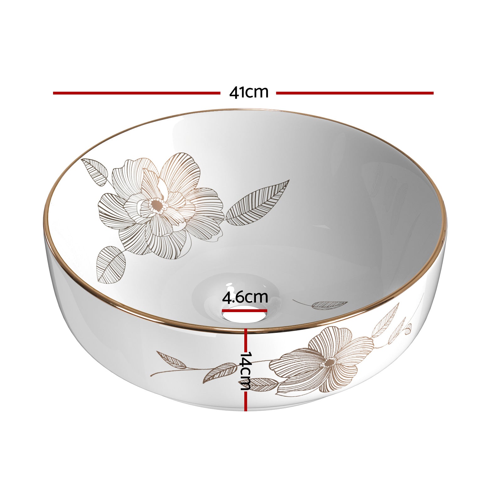 DS NA Bathroom Basin Ceramic Vanity Sink Hand Wash Bowl with Pattern 41x41cm