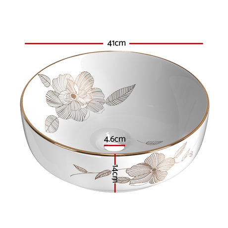 DS NA Bathroom Basin Ceramic Vanity Sink Hand Wash Bowl with Pattern 41x41cm
