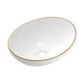 DS NA Bathroom Basin Ceramic Vanity Sink Hand Wash Bowl Gold Line 41x34cm