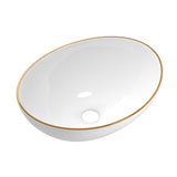 DS NA Bathroom Basin Ceramic Vanity Sink Hand Wash Bowl Gold Line 41x34cm