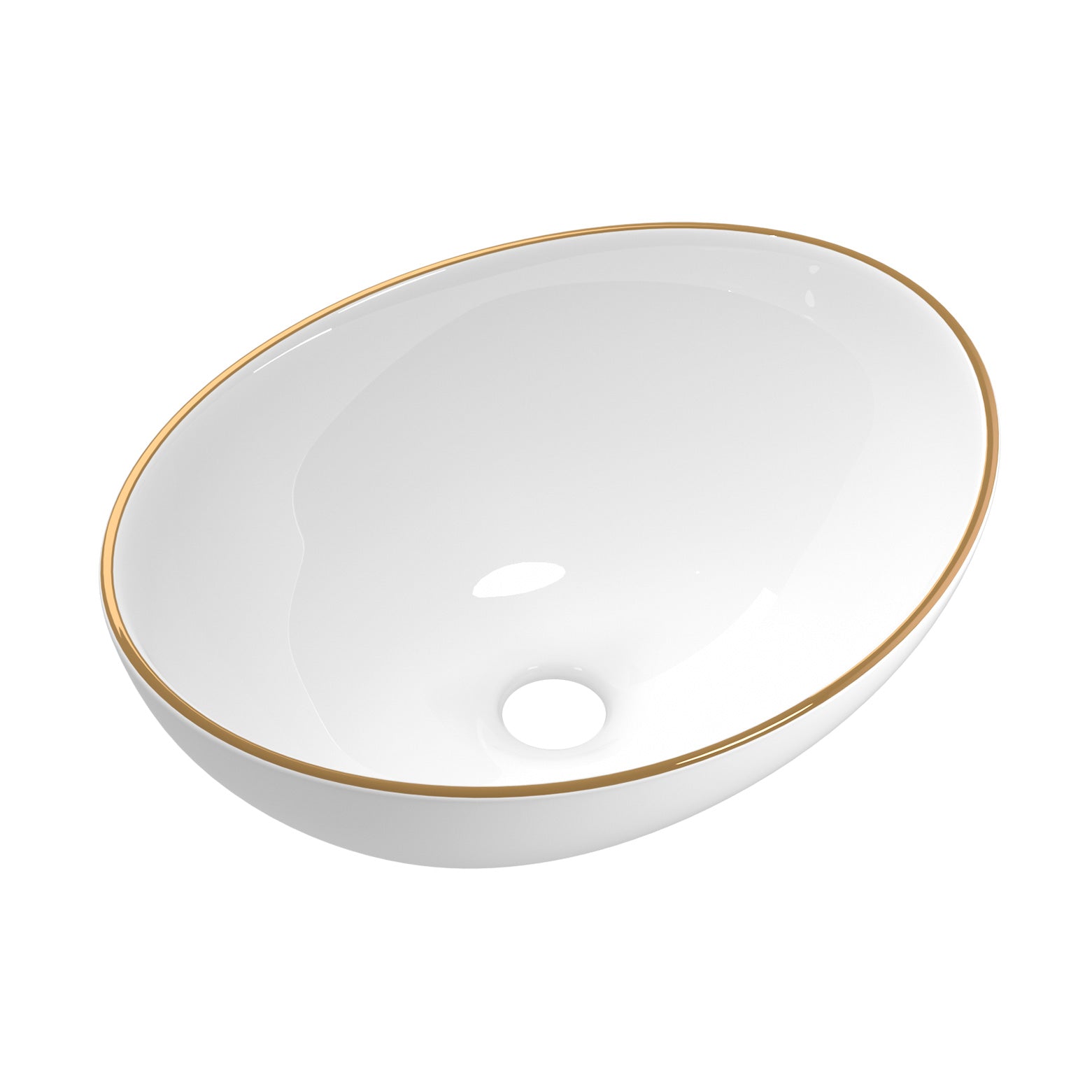 DS NA Bathroom Basin Ceramic Vanity Sink Hand Wash Bowl Gold Line 41x34cm