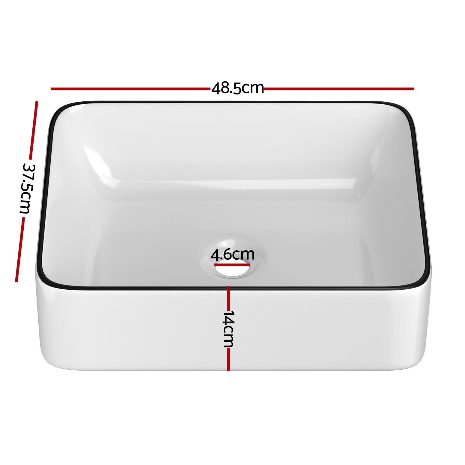 DS NA Bathroom Basin Ceramic Vanity Sink Hand Wash Bowl Above Counter 48x37cm