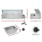 DS NA Devanti Commercial Food Warmer Bain Marie 3 Electric Buffet Pans