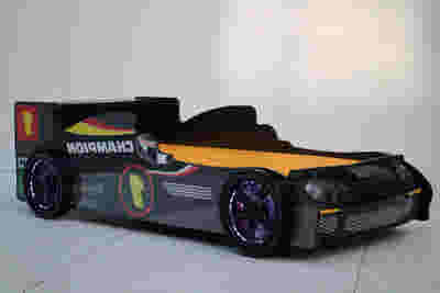 Racing Car Bed Frame with LED Lights Black - Single