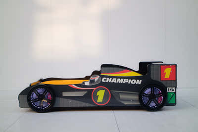 Racing Car Bed Frame with LED Lights Black - Single