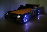 Racing Car Bed Frame with LED Lights Black - Single