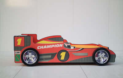 Racing Car Bed Frame with LED Lights Red - Single