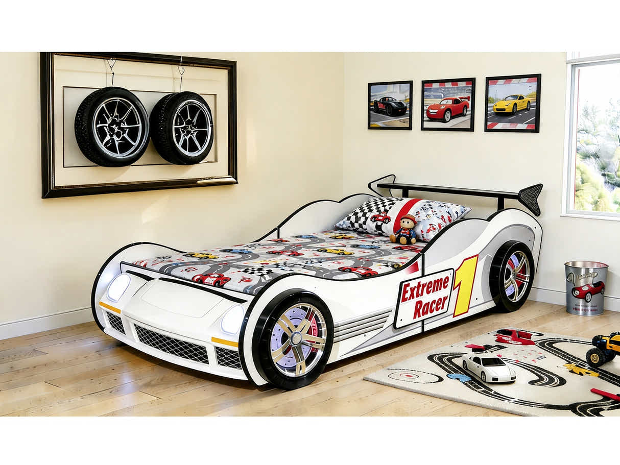 Extreme Racing Car Bed White