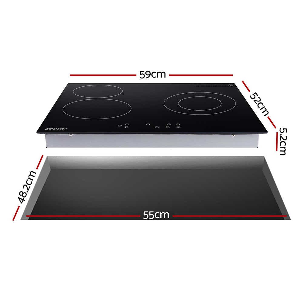DS NA Electric Ceramic Cooktop 60cm  4 Burner Hob Touch Control 5200W
