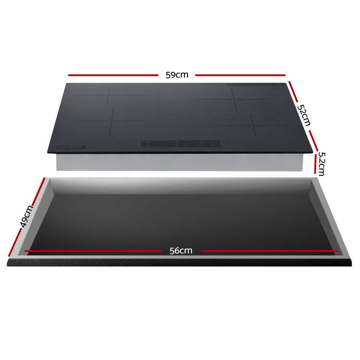 DS NA Devanti Electric Ceramic Cooktop 60cm Touch Control Grey