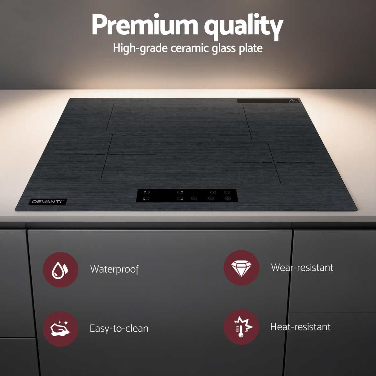 DS NA Devanti Electric Ceramic Cooktop 60cm Touch Control Grey
