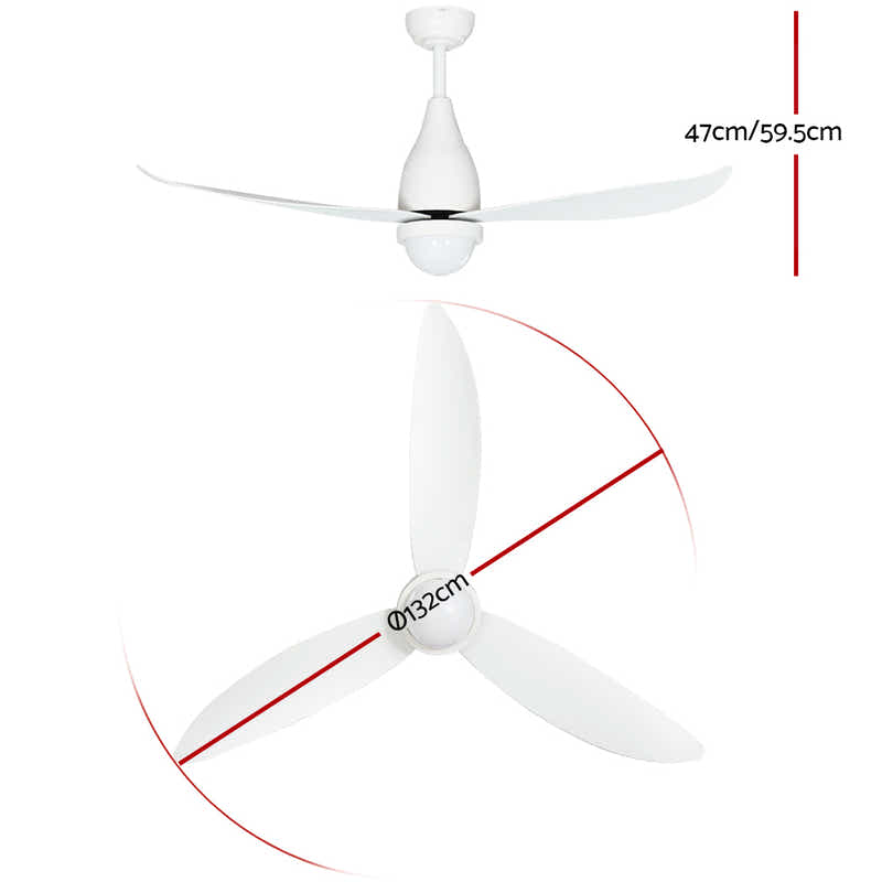 DS NA Devanti 52'' Ceiling Fan DC Motor LED Light Remote Control - White