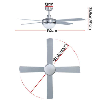 DS NA Devanti 52'' Ceiling Fan AC Motor w/Light w/Remote - Silver