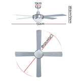 DS NA Devanti 52'' Ceiling Fan AC Motor w/Light w/Remote - Silver