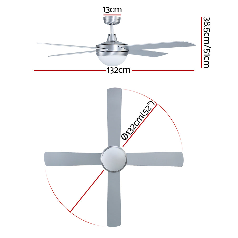 DS NA Devanti 52'' Ceiling Fan AC Motor w/Light w/Remote - Silver