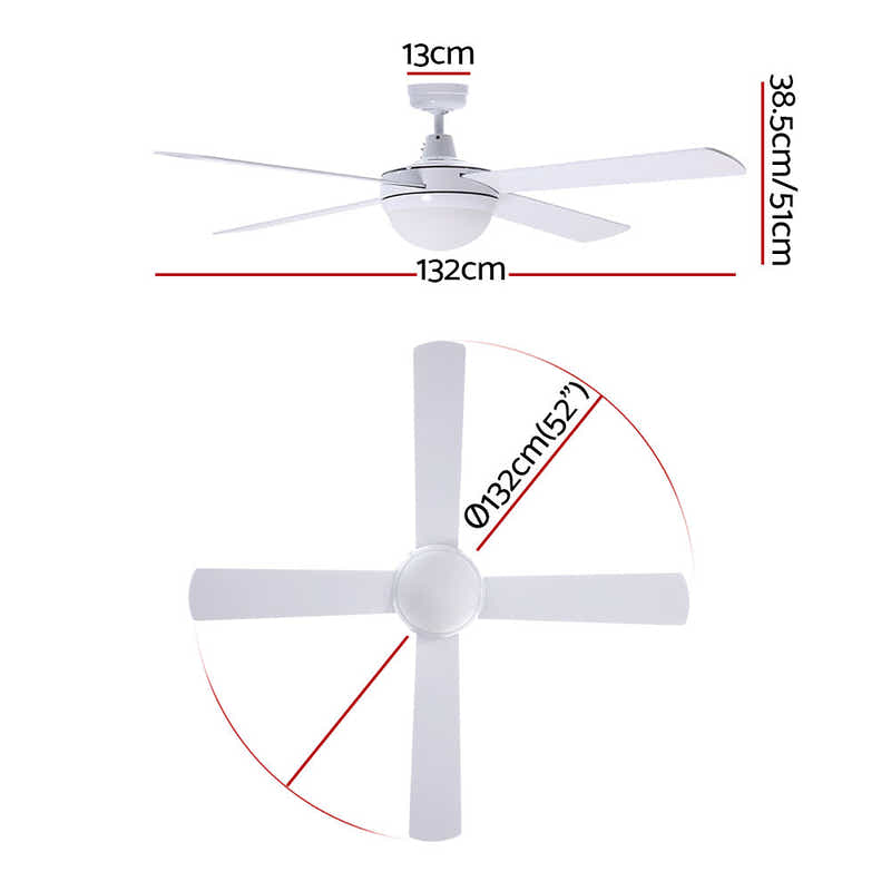 DS NA Devanti 52'' Ceiling Fan AC Motor w/Light w/Remote - White