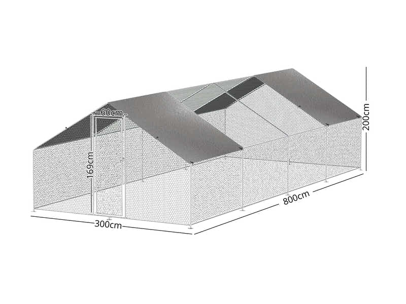25mm Steel Chicken Coop - 3m x 8m x 2m