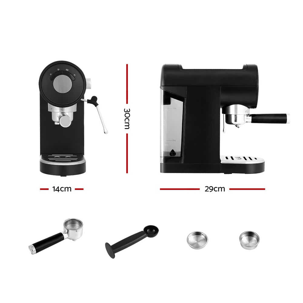 DS NA Devanti 20 Bar Coffee Machine Espresso Cafe Maker Black