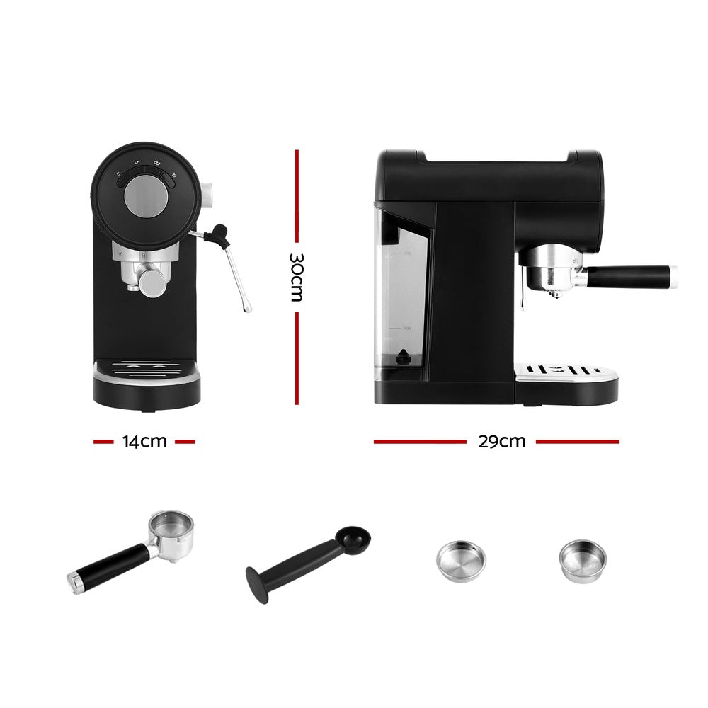 DS NA Devanti 20 Bar Coffee Machine Espresso Cafe Maker Black