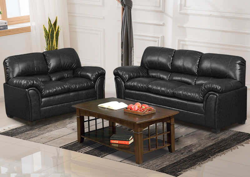 Braura PU Leather Sofa Set - Black