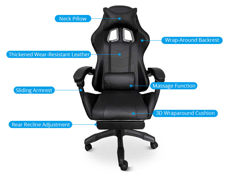 Chano Deluxe Gaming Chair PU Black