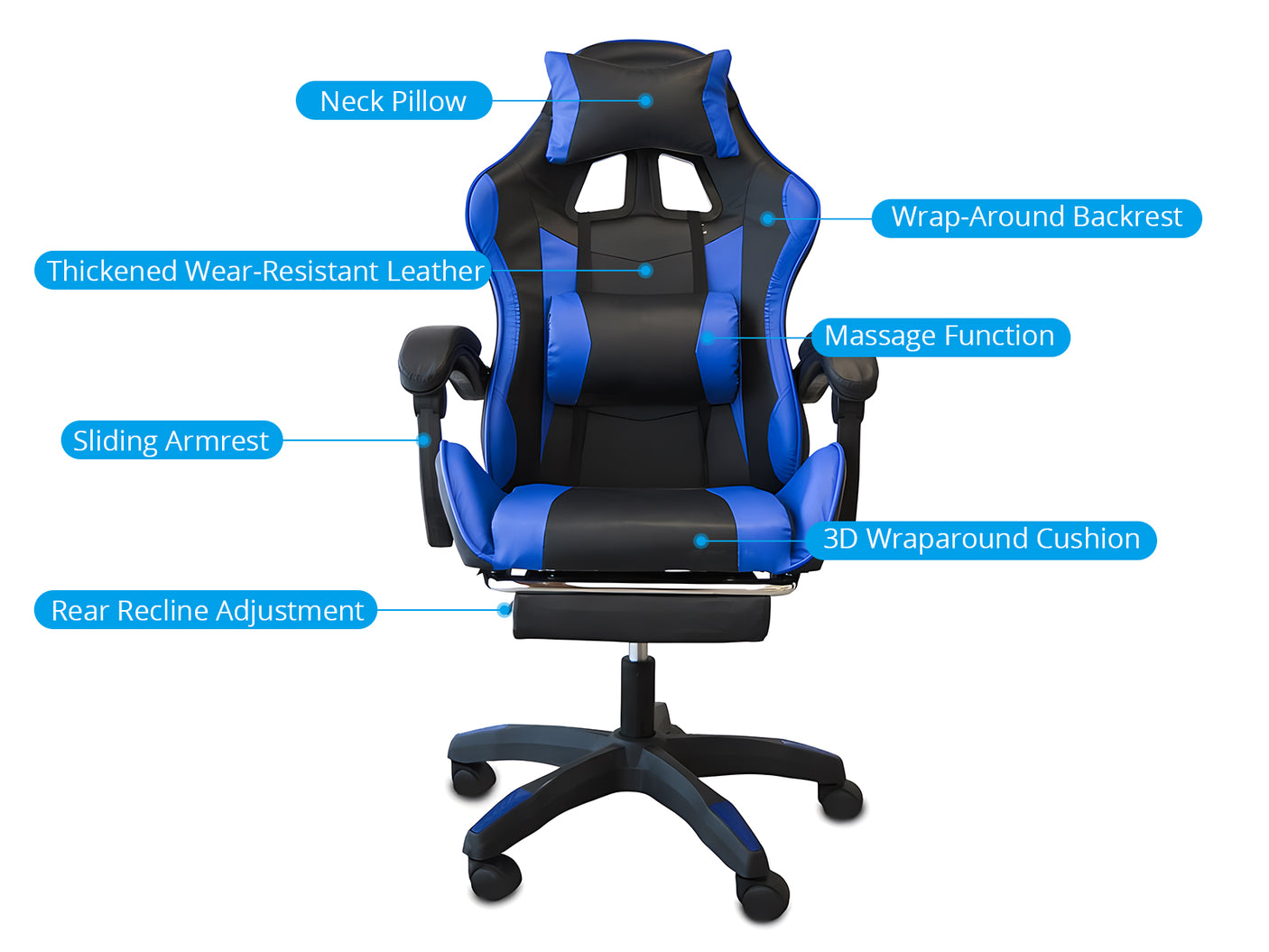 Chano Deluxe Gaming Chair PU Blue