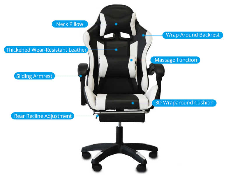Chano Deluxe Gaming Chair PU White