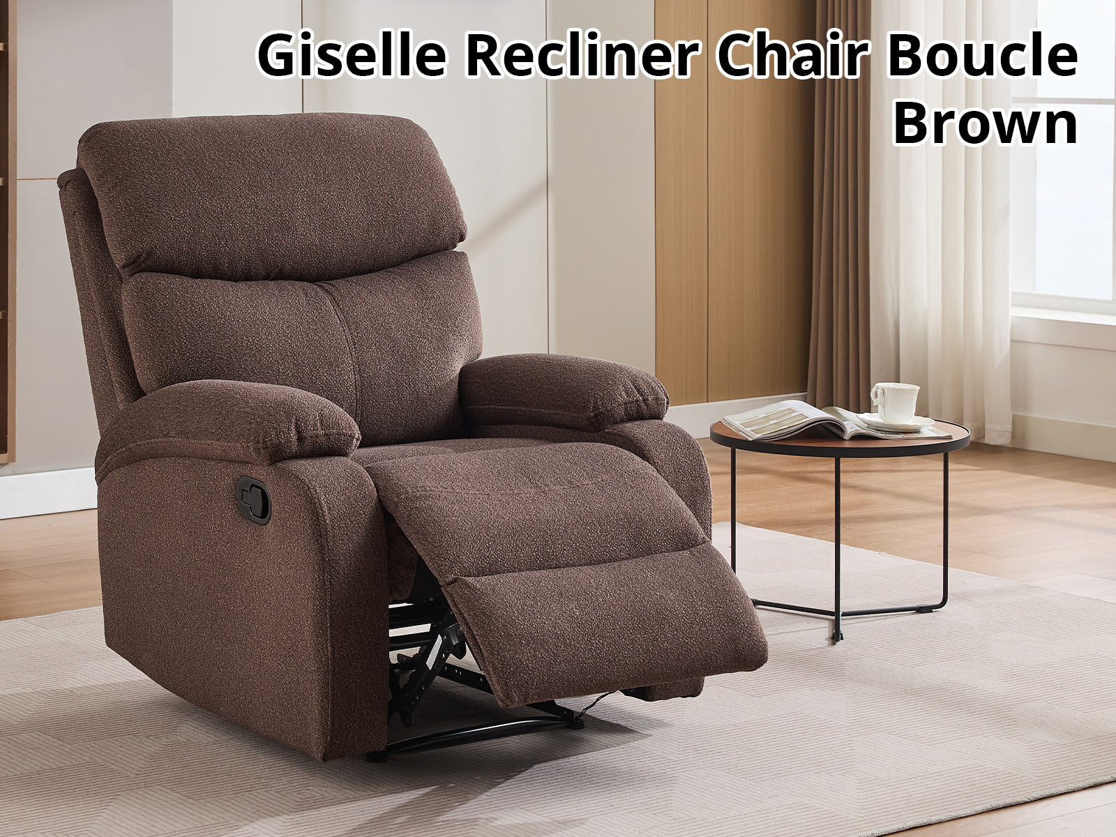 Giselle Recliner Chair Boucle Brown