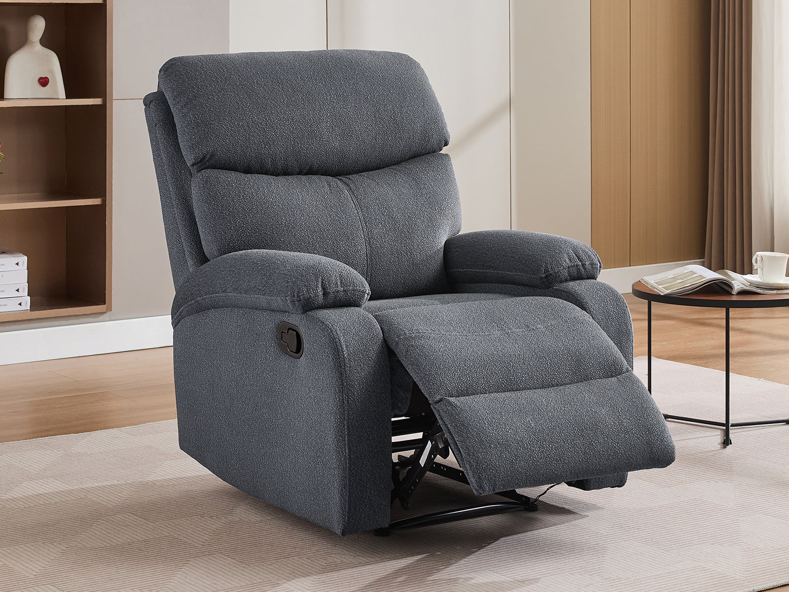 Giselle Recliner Chair Boucle Dark Grey