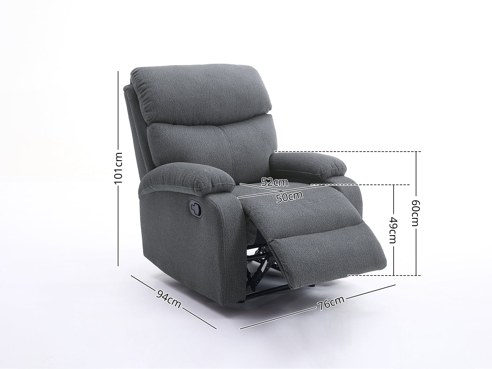 Giselle Recliner Chair Boucle Dark Grey