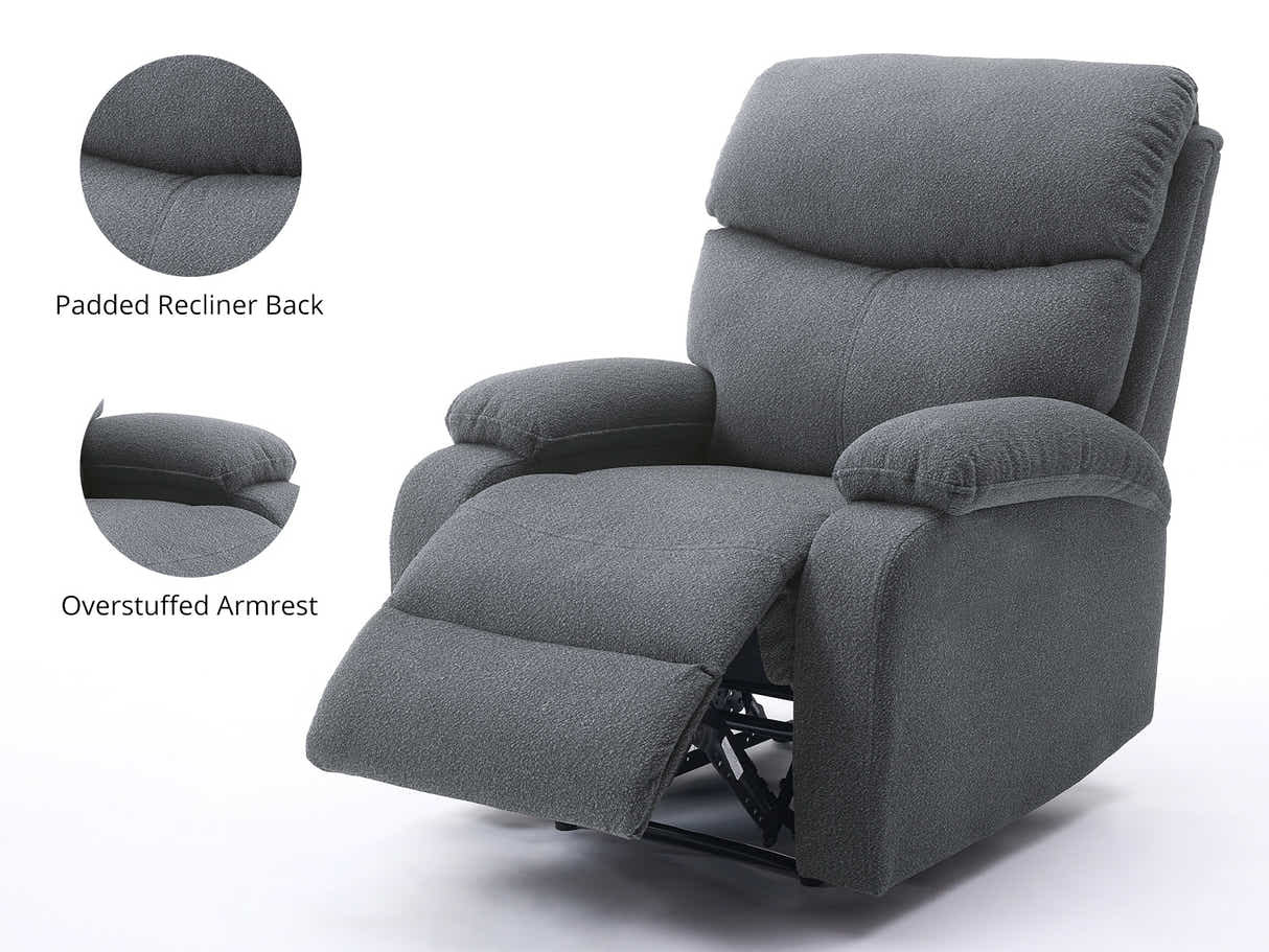DS Giselle Boucle Recliner Chair - Dark Grey